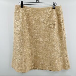 Coldwater Creek Oatmeal Button Detail Jacquard Paisley Textured A Line Skirt